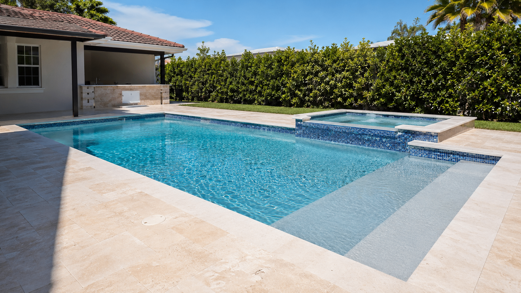Completed pool and patio project by Forben Construction