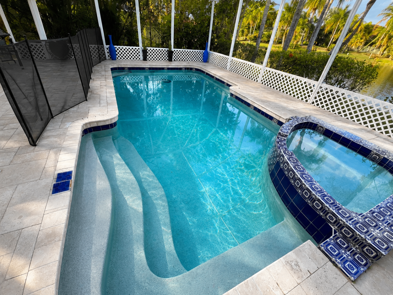 Finished pool with modern coping by Forben Construction