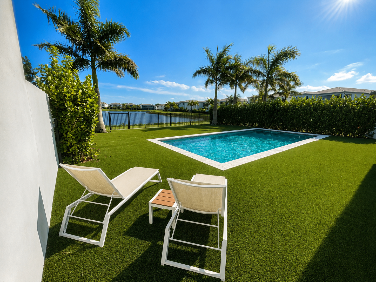 Completed backyard pool transformation by Forben Construction
